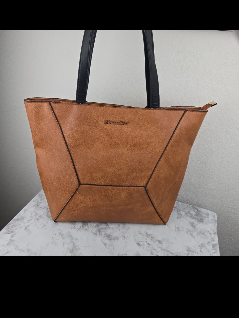 Montana West Tan Tote Bag with Black Handles